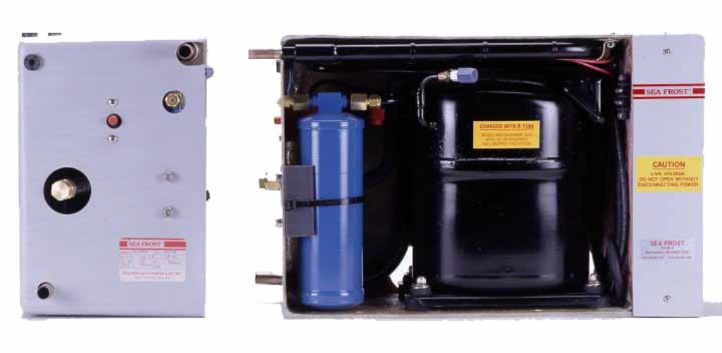 BG 1000 SYSTEM WITH TWO PLATES, SINGLE VALVE SYSTEM system includes Two Holdover Plates, Condensing Unit, 134a Valve, thermostat, Water Pump, tubing insulation, and Swagelok fittings for holdover plate connections.