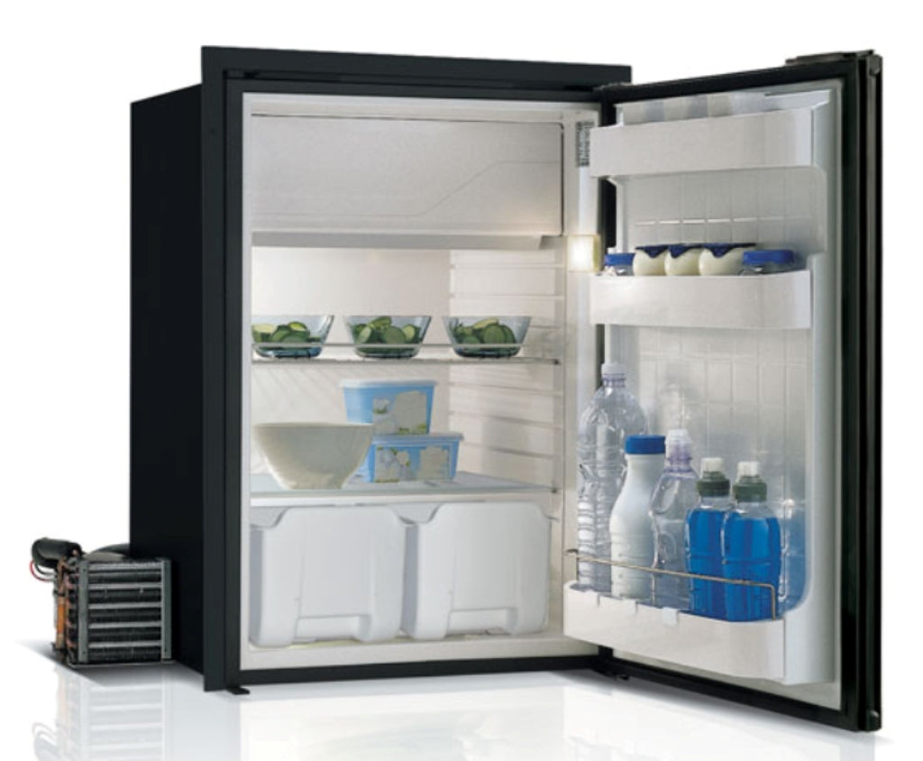 C130RBD4-F 4.7 CU.FT FRONT LOADING BLACK REFRIGERATOR w/FREEZER COMPARTMENT EXTERNAL UNIT ADJUSTABLE FLANGE AIRLOCK LATCH 12/24 115/230VAC 50/60HZ