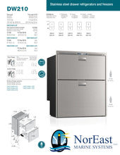 Load image into Gallery viewer, DW210IXD4-ES-1 ~ 6.3 CU.FT STAINLESS STEEL DOUBLE DRAWER FREEZER TOP/REFRIGERATOR BOTTOM SS FRONT SURFACE FLANGE INTERIOR LIGHT INTERNAL UNIT 12/24V - 115/230VAC 50/60HZ
