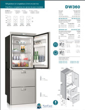 Load image into Gallery viewer, DW360IXD1-ESIV ~ 10.6 CU.FT STAINLESS STEEL REFRIGERATOR (5.5cu.ft) / 2- DRAWER FREEZER w/ICEMAKER/REFER (5.1 cu.ft), SURFACE FLANGE LED INTERIOR LIGHTS DUAL INTERNAL UNITS 12/24V - 115/230VAC 50/60HZ - 115B (IM ONLY)
